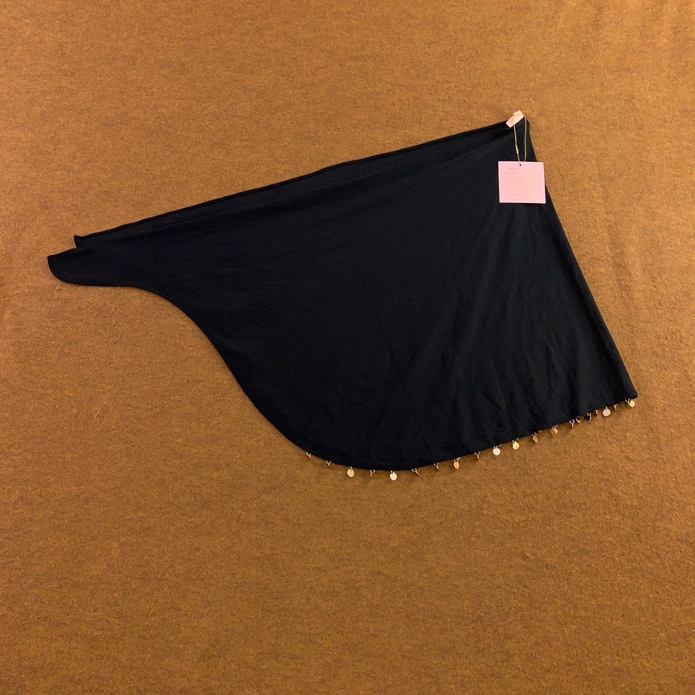 Moda Minx Womens S/M Black Gold Coin Charm Wrap Sarong Skirt NWT